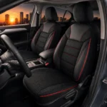 Crno-crvene univerzalne auto presvlake iz serije Economy montirane na prednja sjedala automobila
